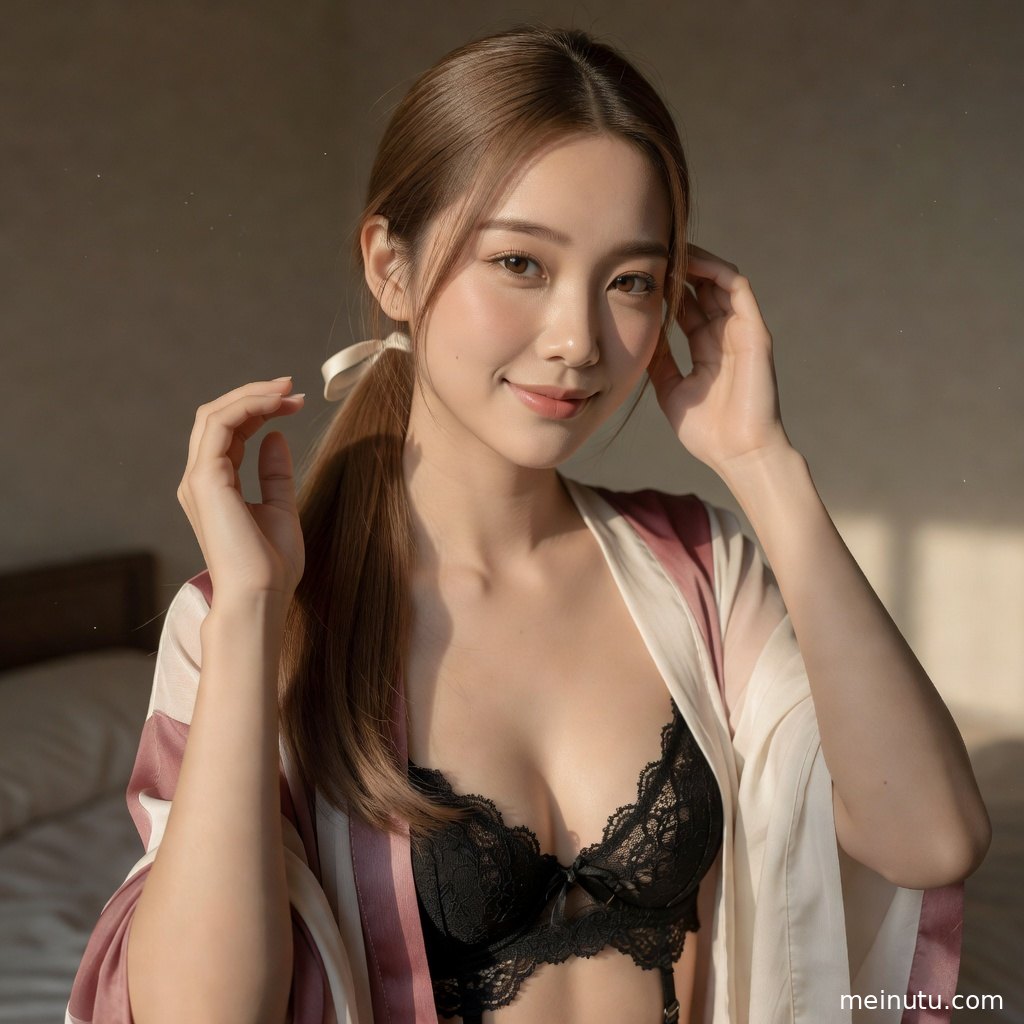 俯拍视角下的美女美腿私房照，居家空间中呈现柔和光影与精致私房写真质感