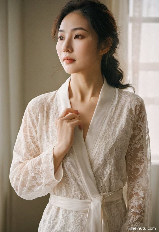 Adult Woman Seaside Soft Backlight Boudoir Photoshoot 004 - Showcasing Graceful Figure