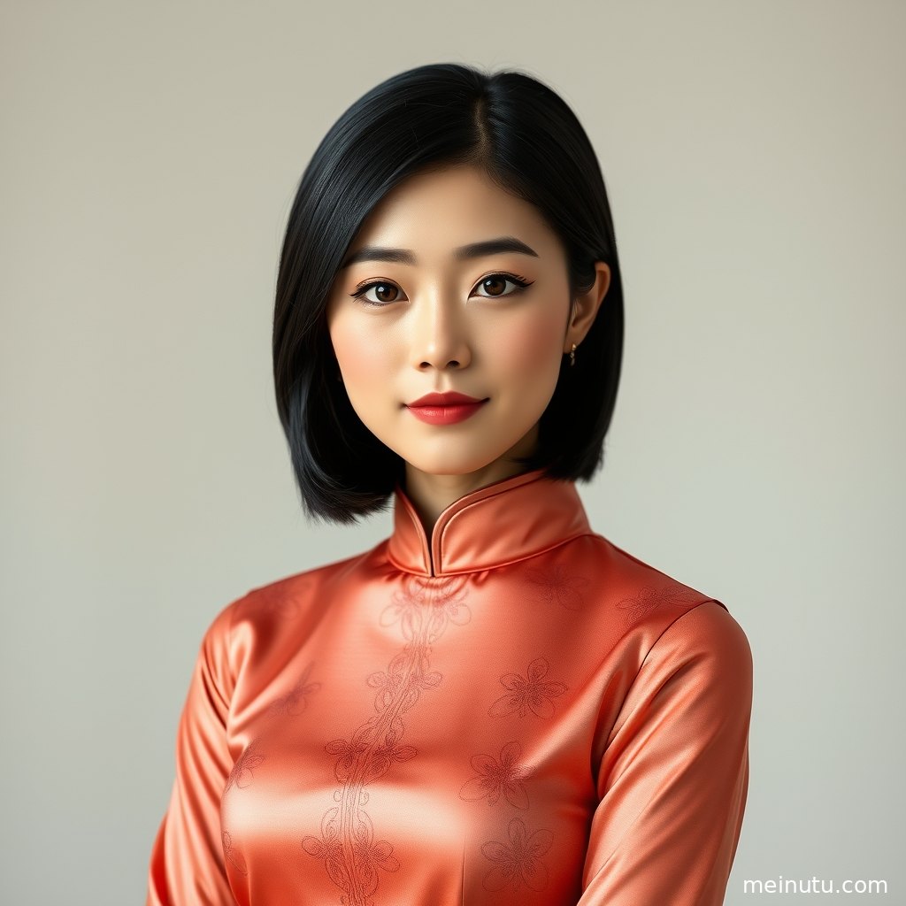 窗边俯拍视角下的旗袍美女图片，木窗与纱帘营造怀旧氛围。