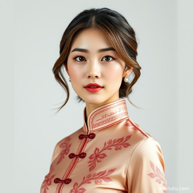 Modern Cheongsam Dress Courtyard Photoshoot of an Asian Woman