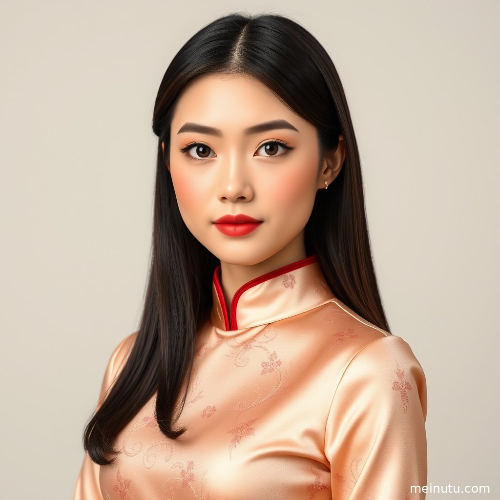 改良旗袍连衣裙写真特写，成年女性在窗边光影中展现温柔东方气质。