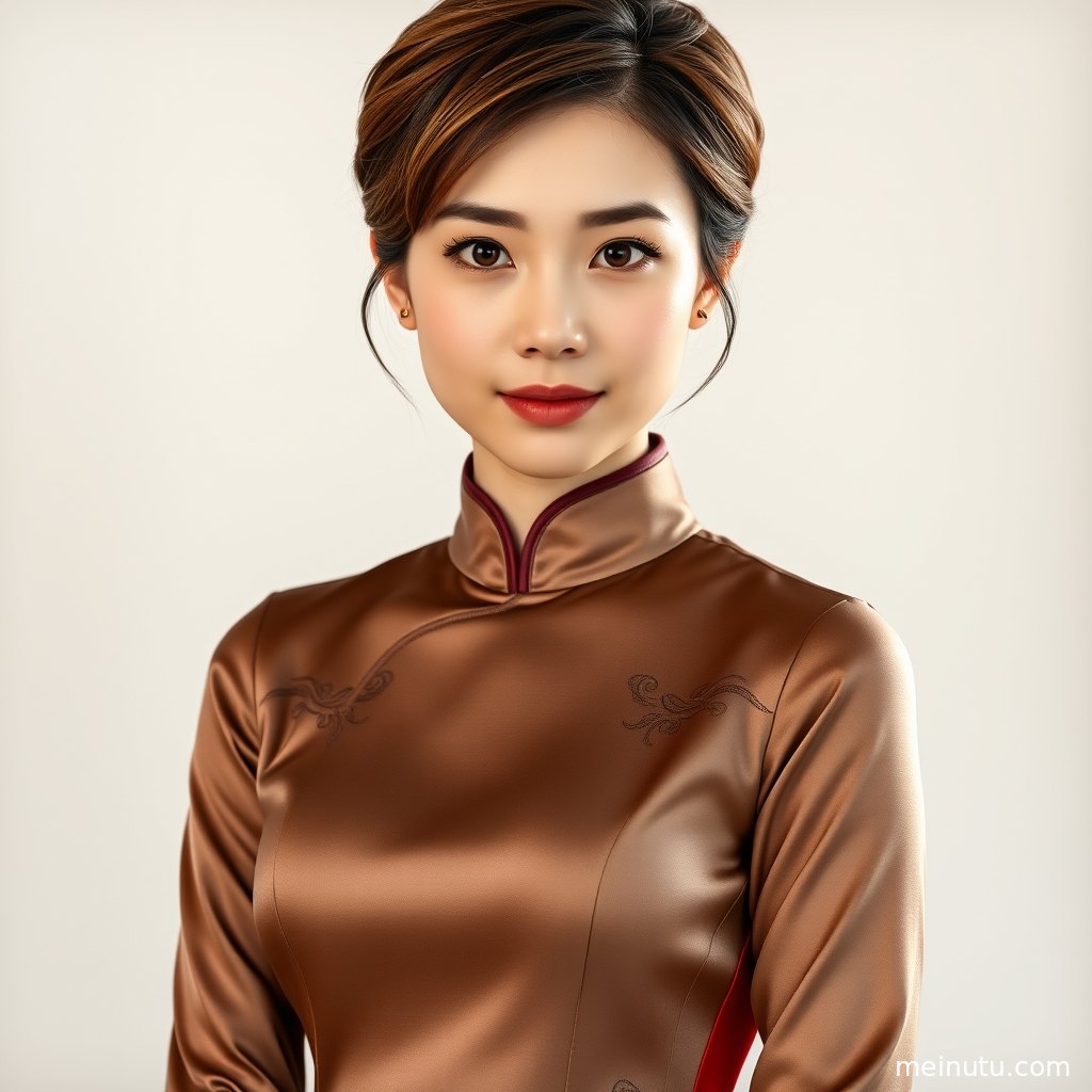 旗袍美女图片呈现窗边半身构图，柔和阴影突出精致妆容与服饰纹理。