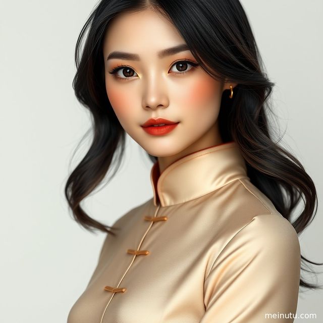 改良旗袍裙写真：黄昏阴天漫射光下的asian model俯拍图集