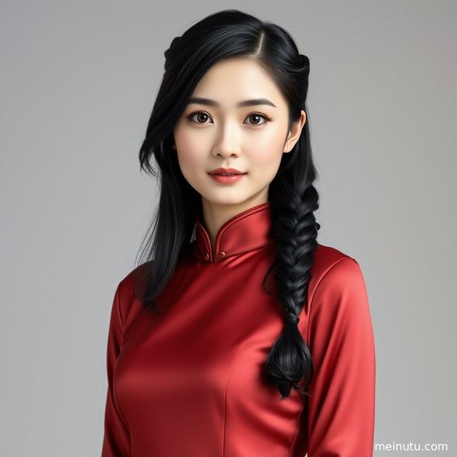 杭州丝绸旗袍写真：窗边自然光下的asian model旗袍美女图片