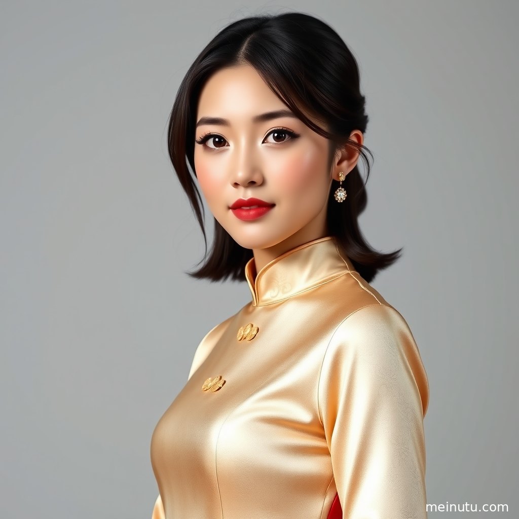 民国旗袍美女写真特写，成年女性在窗前回眸，布料纹理清晰细腻。