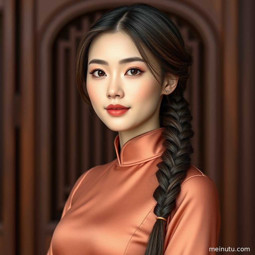 室内柔光包围的旗袍美女图片，复古发型与暖色背景营造民国风格。