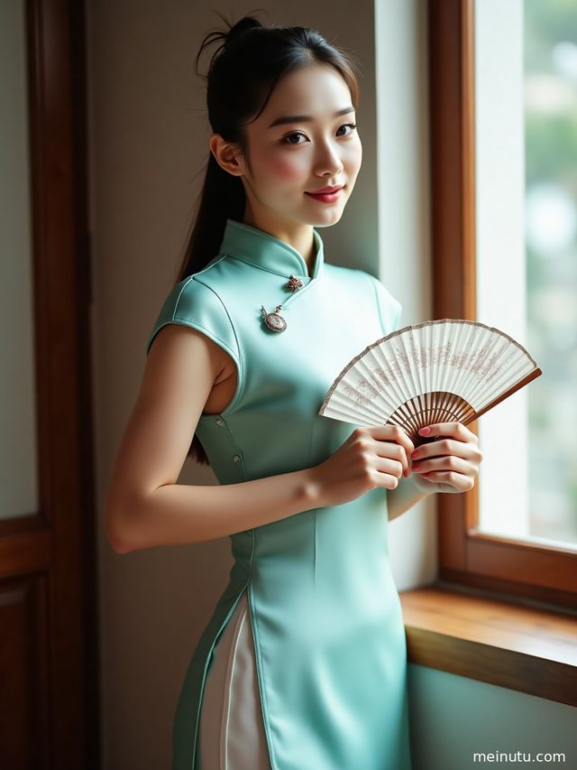 Asian Women Qipao Photoshoot by the Sea: Modern Cheongsam Dress Portrait Wallpaper
