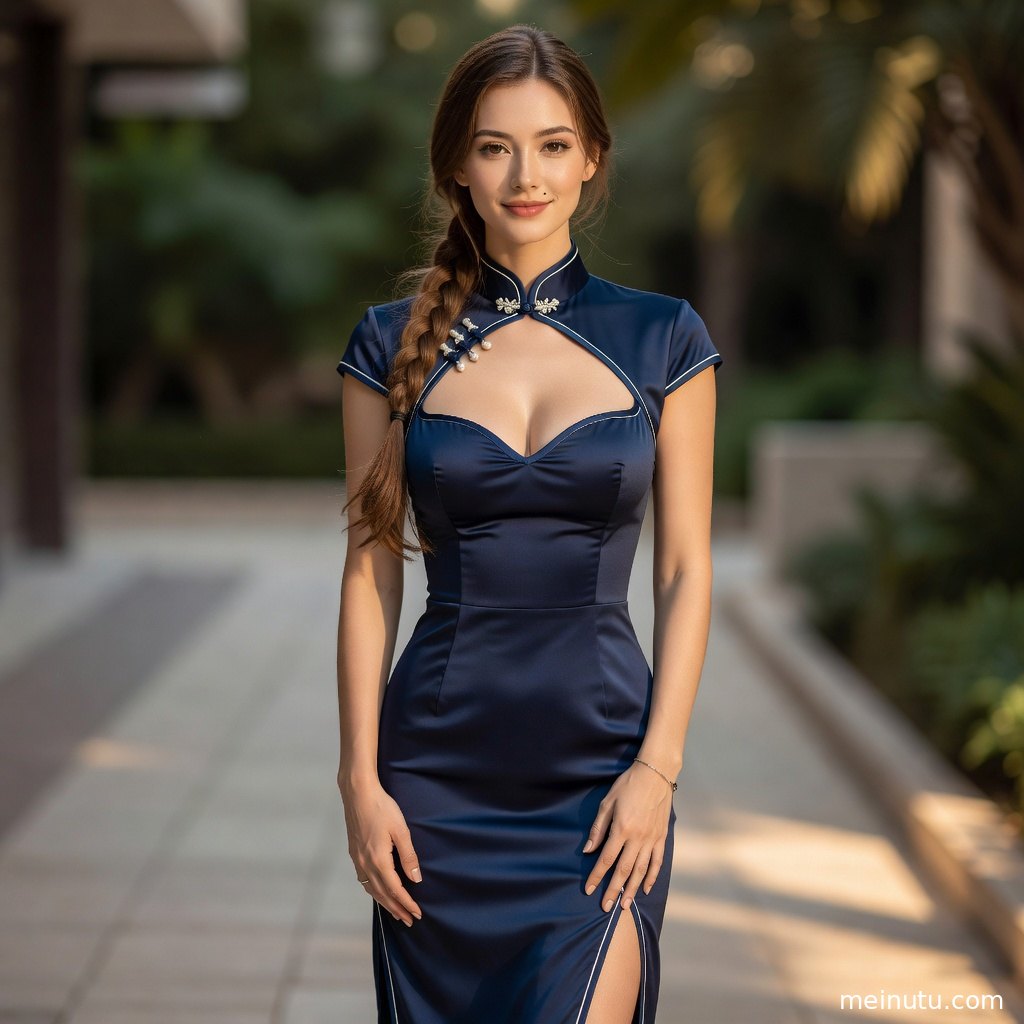 旗袍美女图片风格的高清人像，暖色侧光与浅景深营造柔和氛围。