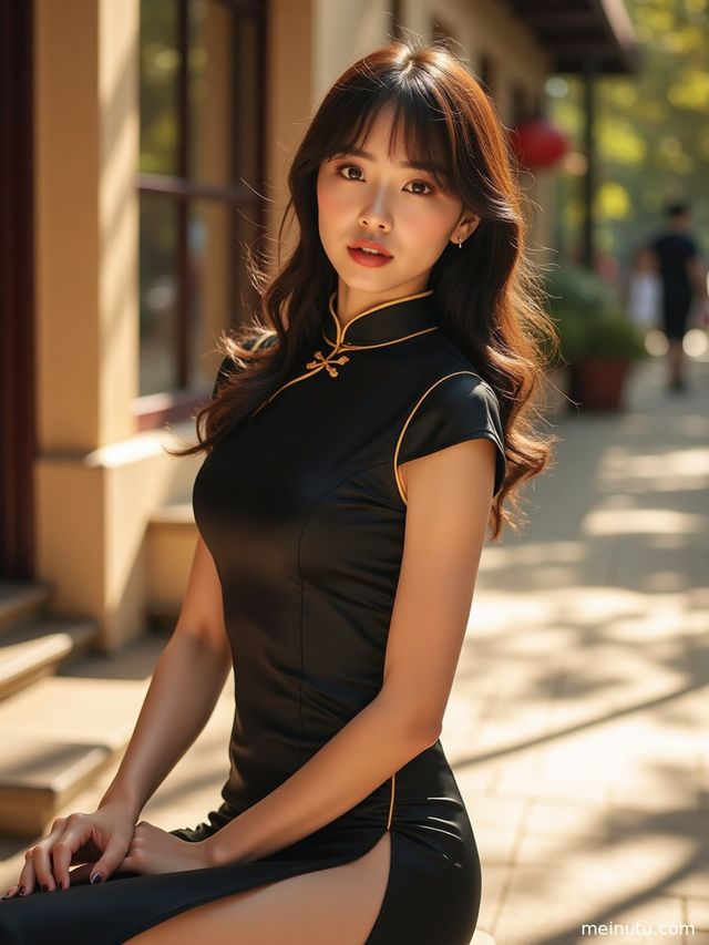 Qipao Photoshoot of an Asian Woman: Minimal Studio Portraits with Classic Cheongsam Elegance