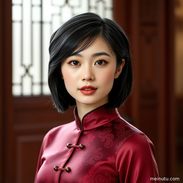 Asian旗袍美女晨光丝绸写真｜电影感光影侧身回眸图集
