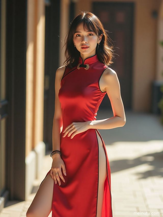 Silk Qipao Photoshoot in a Courtyard | Asian Woman Cheongsam Dress Portraits