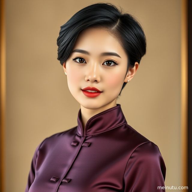 Asian Woman in Modern Cheongsam Dress Soft Light Portrait Photoshoot