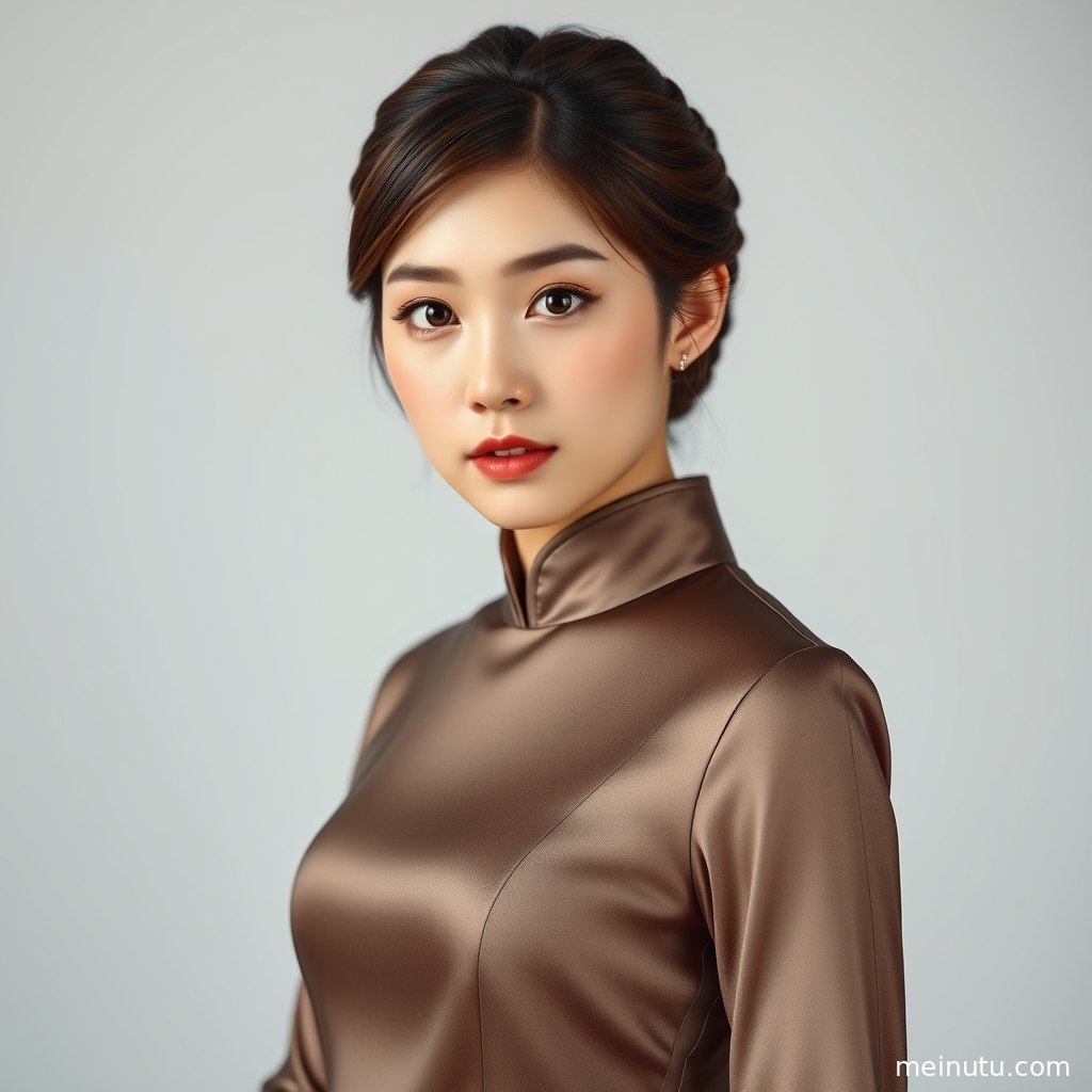 全真丝旗袍室内柔光图集，年轻成年女性以温柔姿态呈现东方优雅。