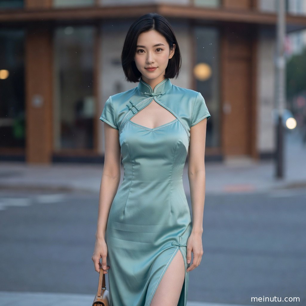 复古室内场景中的旗袍美女图片，柔和光影突出丝绸面料的高级质感。