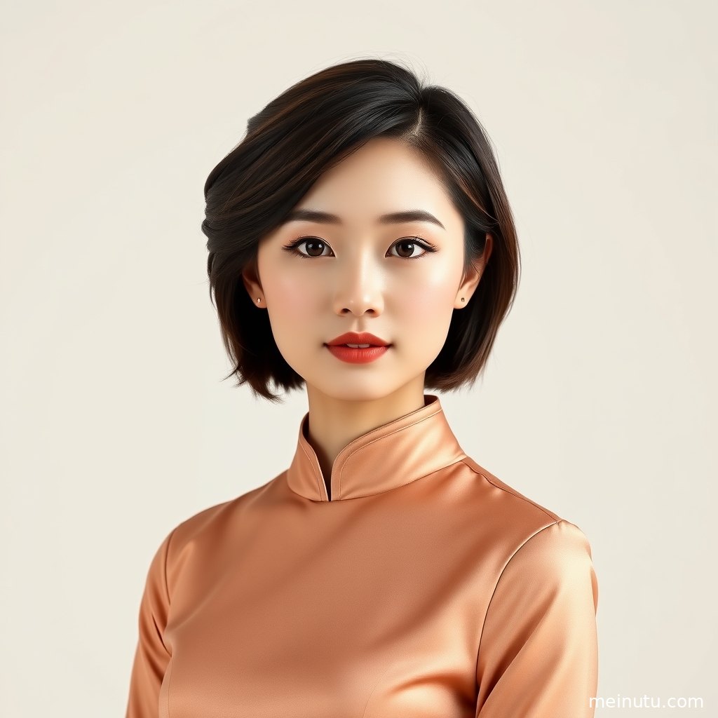 庭院场景中的唐装旗袍改良图集画面，清新高光适合人像壁纸收藏。