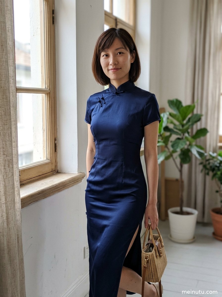 桃红色旗袍图集展现年轻成年女性的东方韵味与高清人像质感。