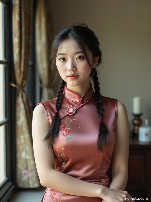 Courtyard Qipao and Seaside Soft Backlight Portrait Collection 004 - Exquisite Fusion of Oriental Charm and Coastal Flair