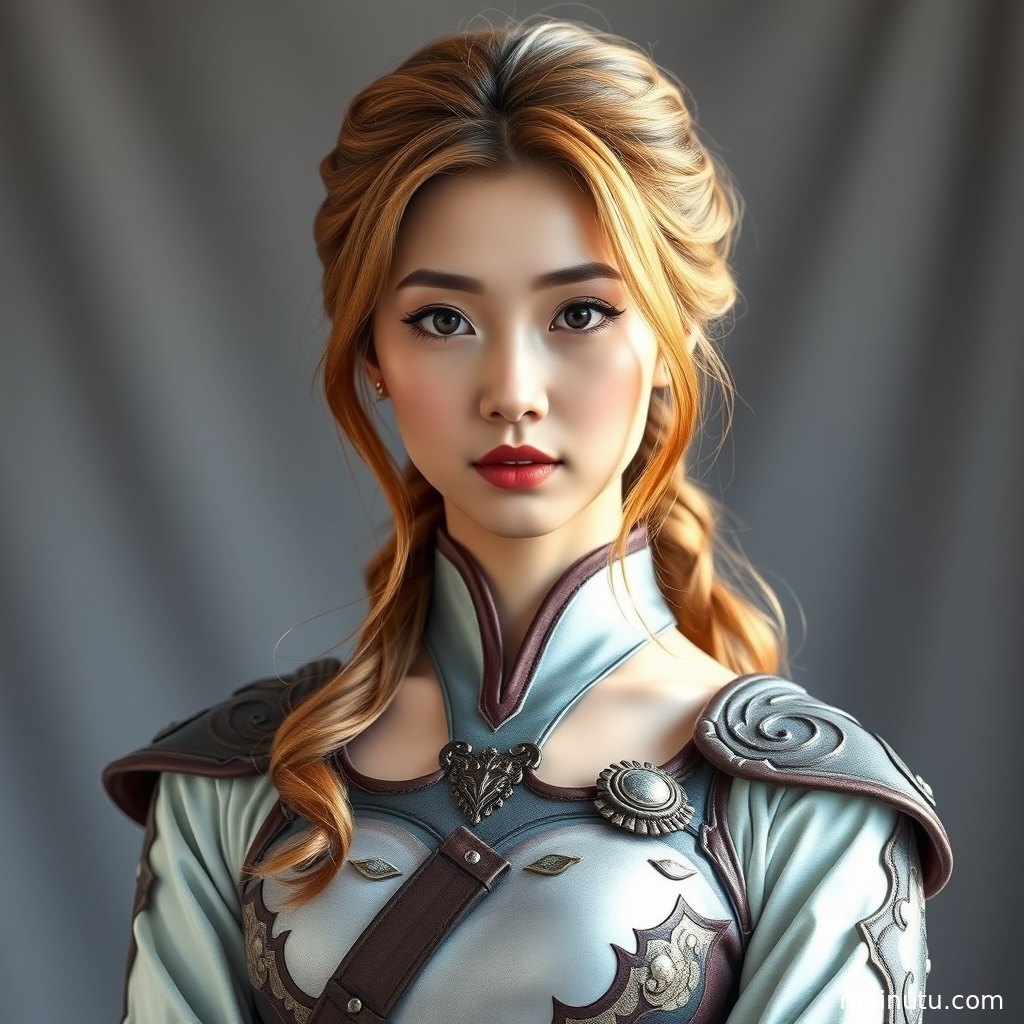 年轻成年女性穿百变小樱cosplay服装站在晨光窗边，电影感光影突出甜美COS写真氛围。