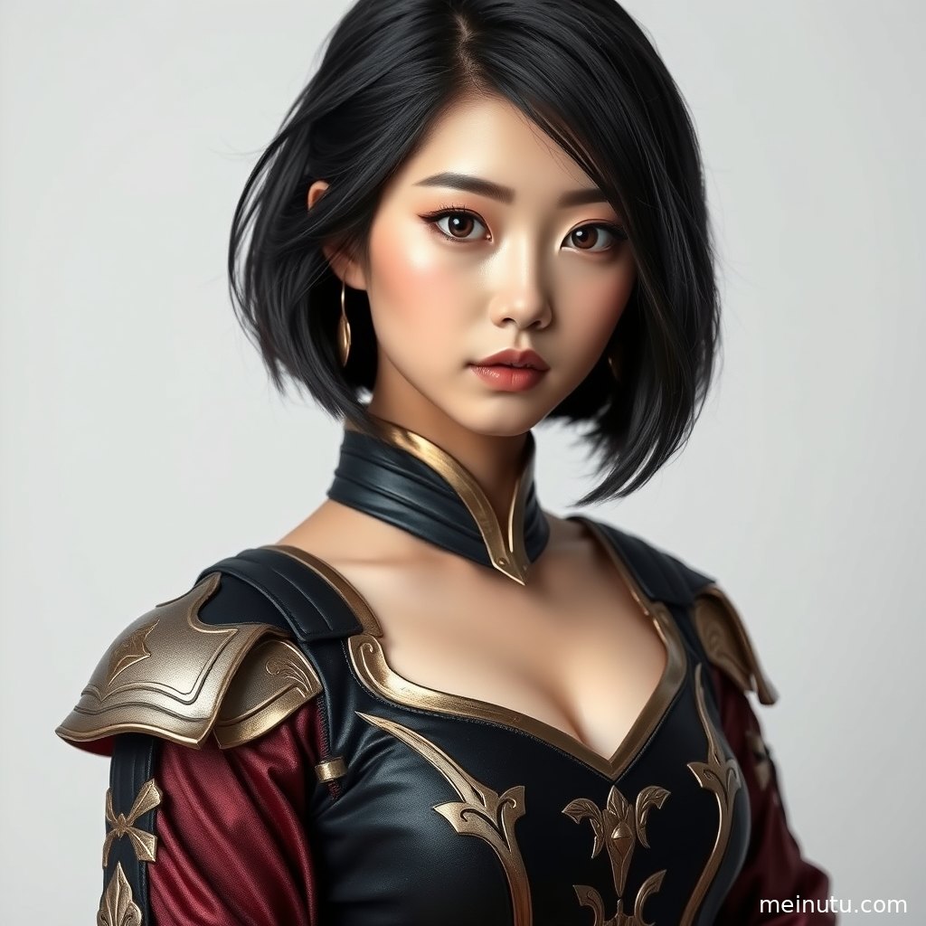 自然光照亮cosplay服装图集画面，成年女性的妆容、配饰与花园色彩协调柔和。