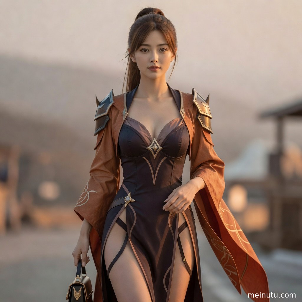 自然光下的COS写真呈现成年女性角色扮演造型与清新活力姿态。
