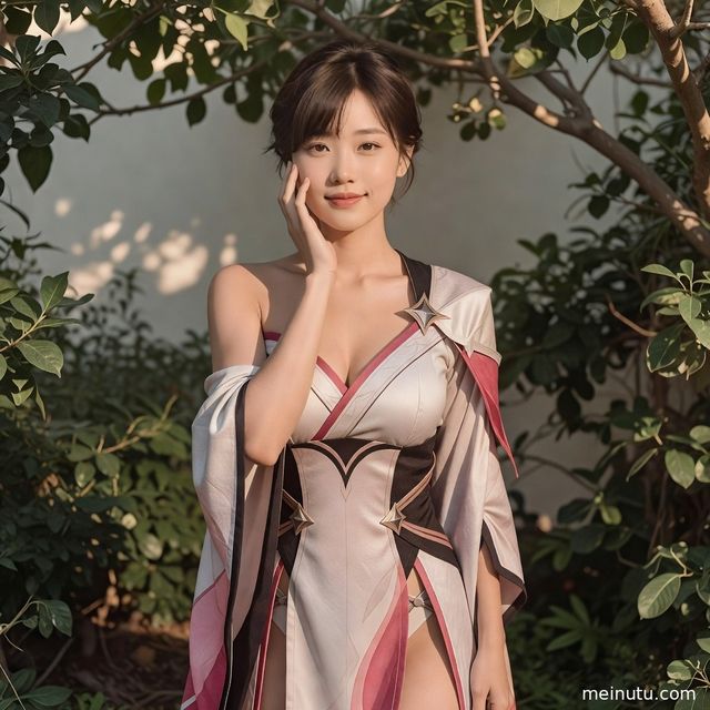cosplay服装英雄联盟花园自然光写真｜Asian Cosplay美女低角度图集