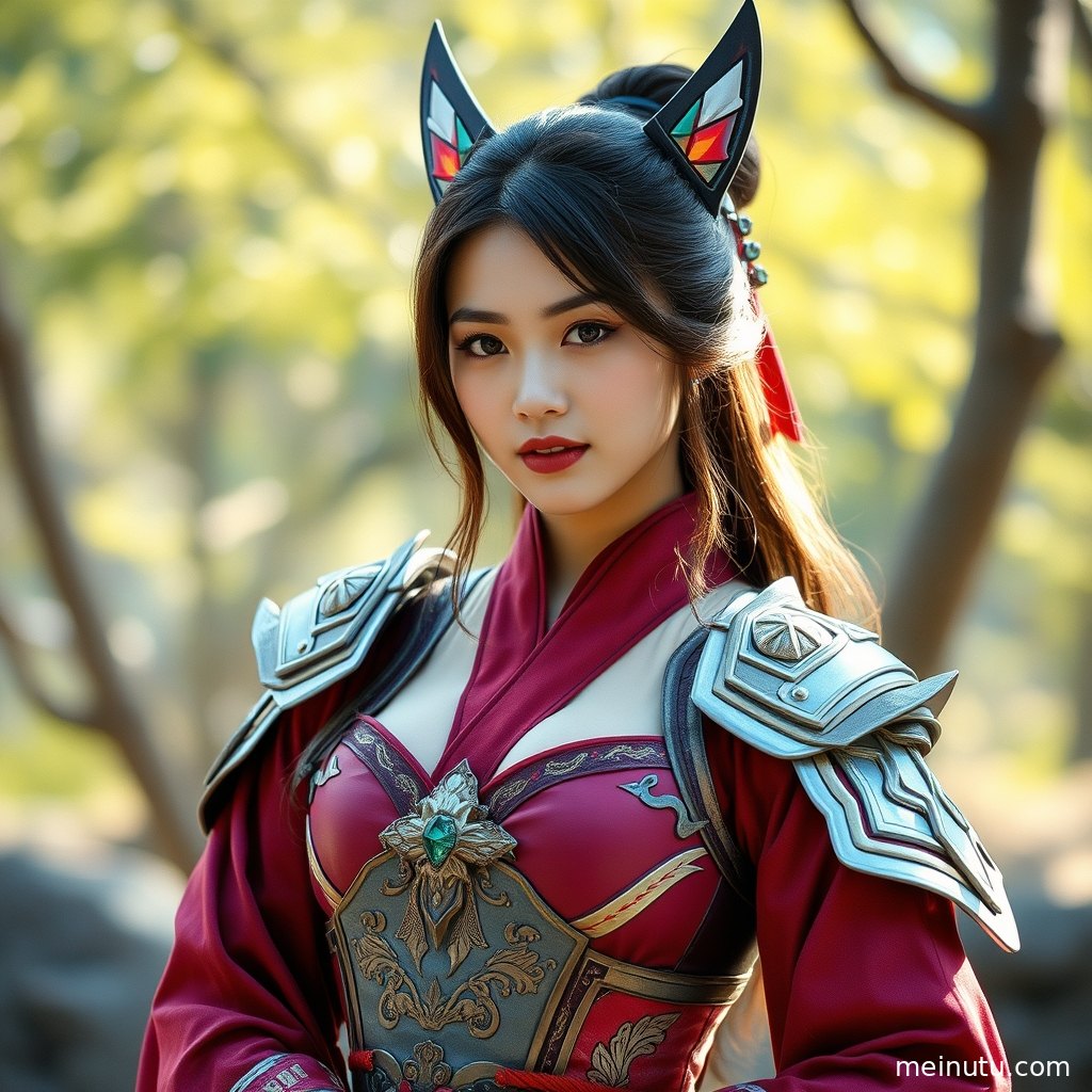 女性coser身着精致服装，在室内柔光下展现角色魅力。