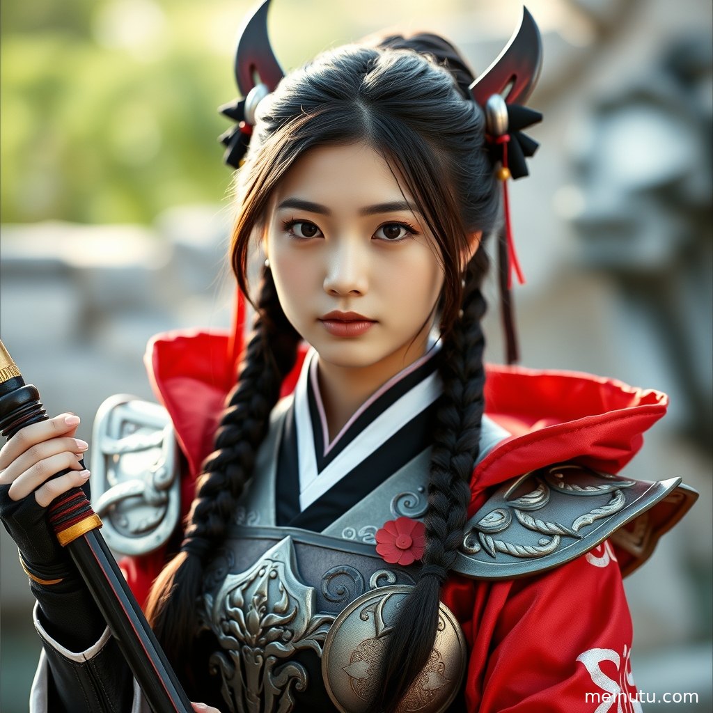 聚焦于女性角色的半身构图，柔和逆光勾勒出精致的脸部轮廓。