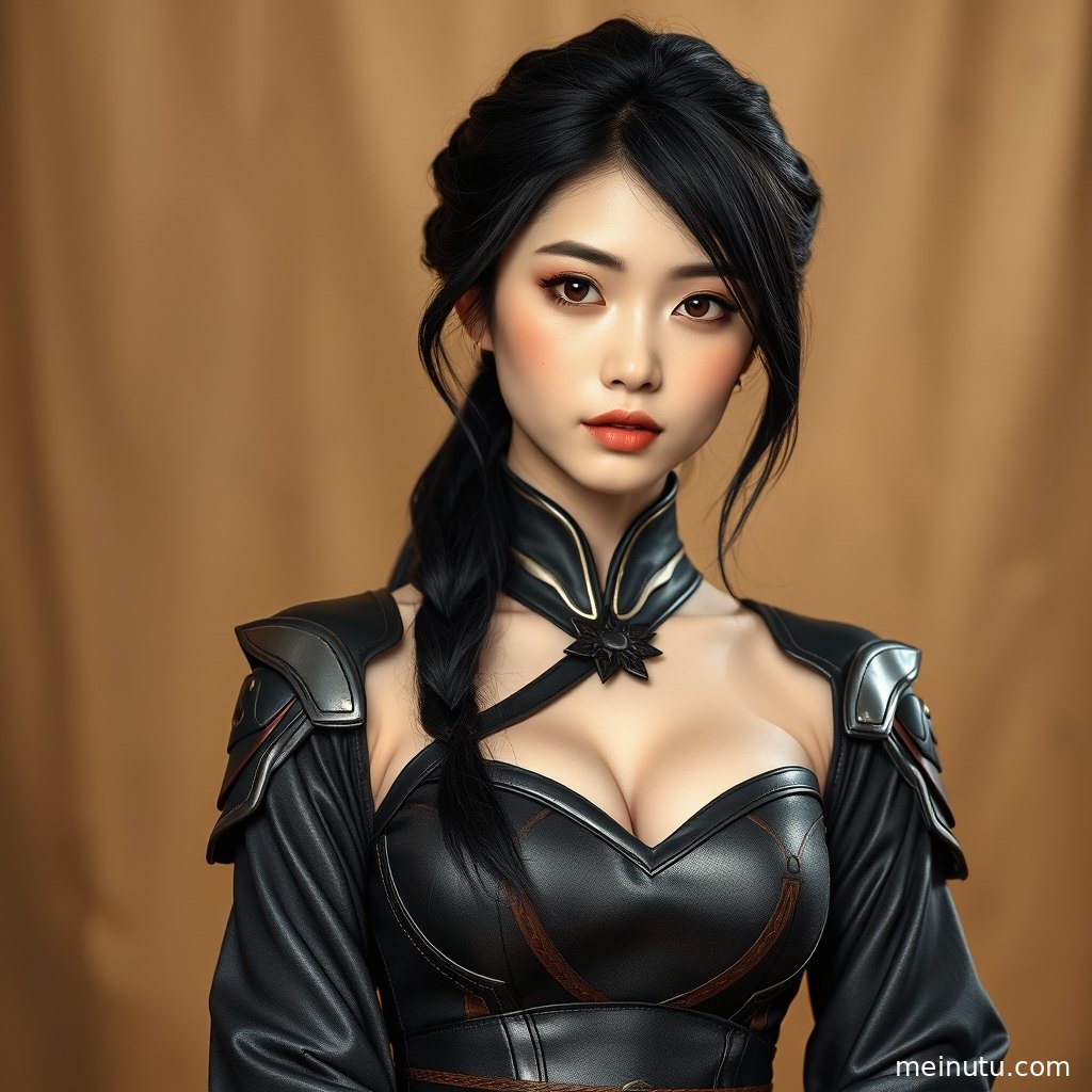 室内暖色侧光映照动漫人物cosplay服装，画面突出甜美气质与角色扮演感。