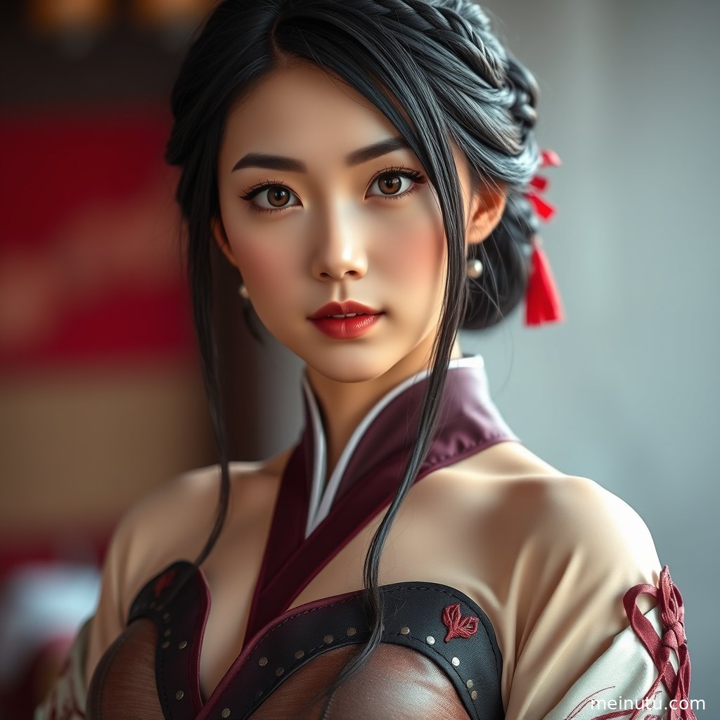 Full-body cosplay photography showing boots, accessories, and layered outfit details under soft side light.