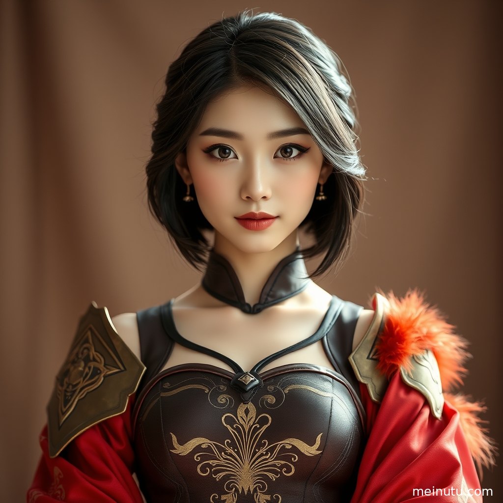 怪盗基德cosplay服装写真采用俯拍视角，成年女性抬头看向镜头，礼帽与单片眼镜细节清晰。
