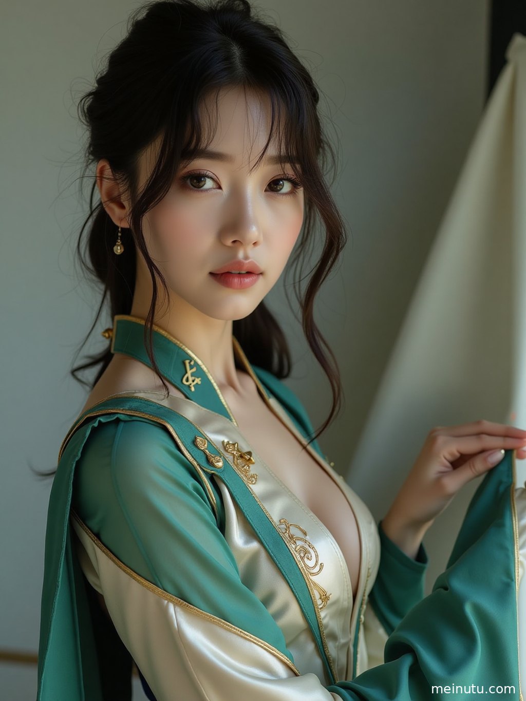 Full-body studio portrait highlighting the Harry Potter inspired cosplay look against a clean minimal background.