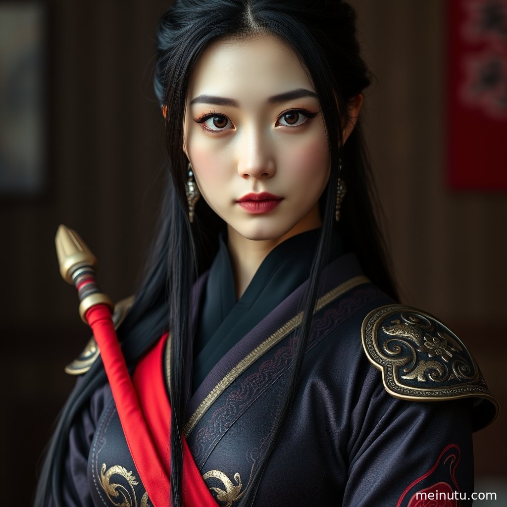 高清COS写真画面里，年轻成年女性以哈莉奎茵风格造型展现冷暖光交织的氛围。