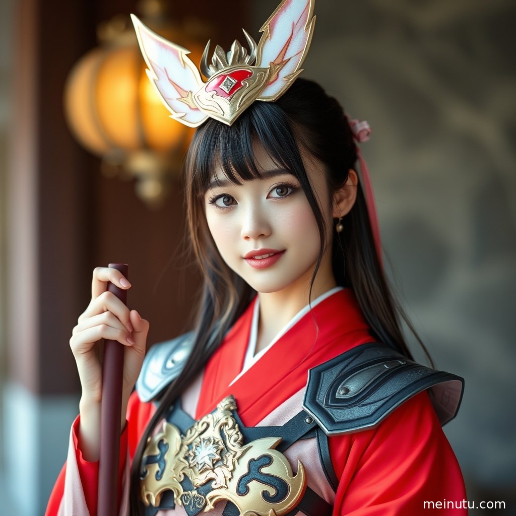 Morning light entering the cosplay scene, creating a calm and dreamy portrait wallpaper mood.