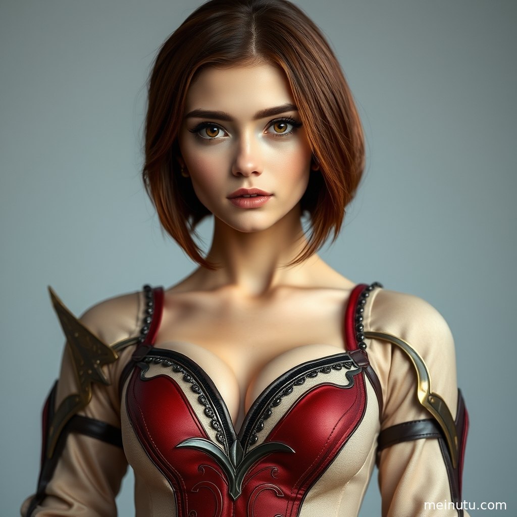 欧美风情cosplay美女坐在窗边，浅色自然光呈现奇幻角色扮演氛围。
