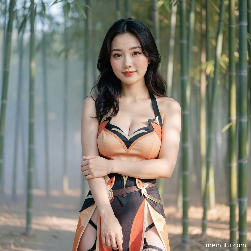 极简棚拍中的COS写真近景，柔和光影展现奇幻服饰层次与精致质感。