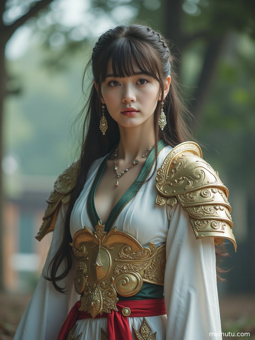A dynamic Cosplay portrayal, where the female character exudes a powerful presence.