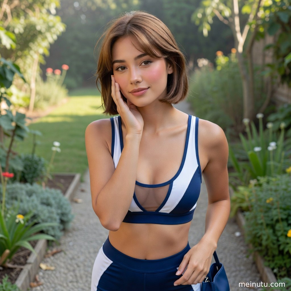 欧美美女身着贴身运动服，窗边柔光突出清爽瑜伽美女气质。