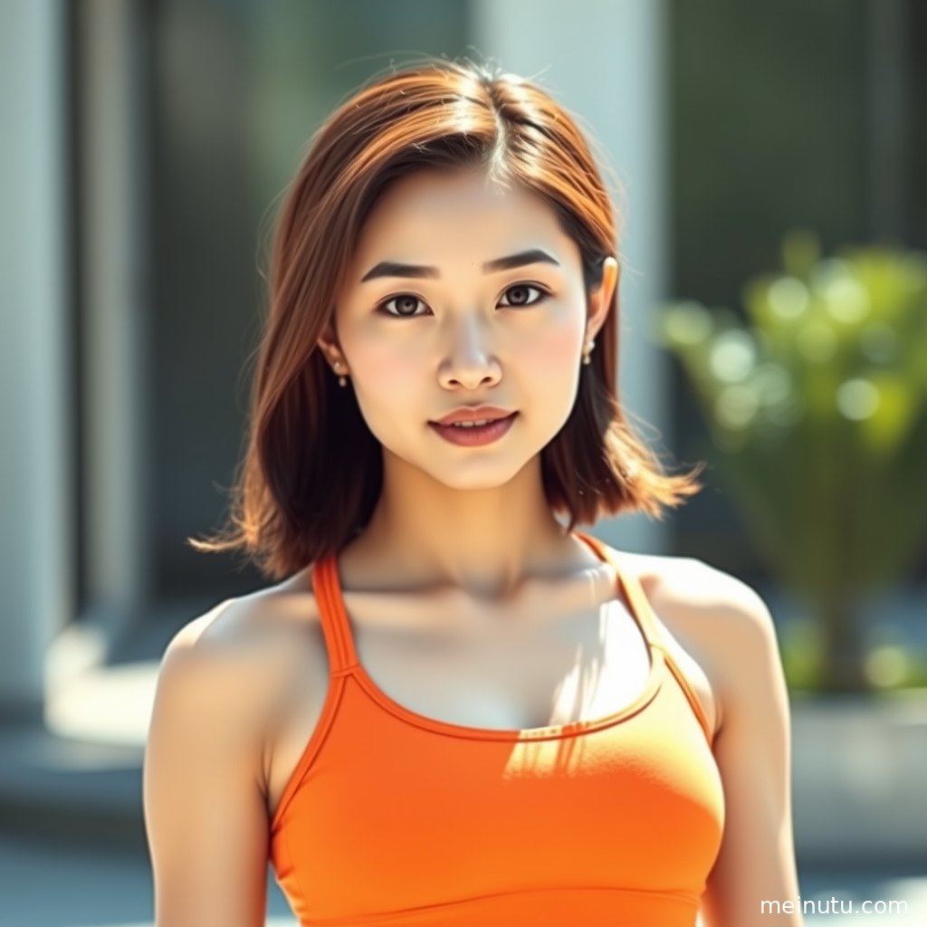 年轻成年女性以瑜伽美女造型进行户外街拍，整体风格清新活力且画质细腻。