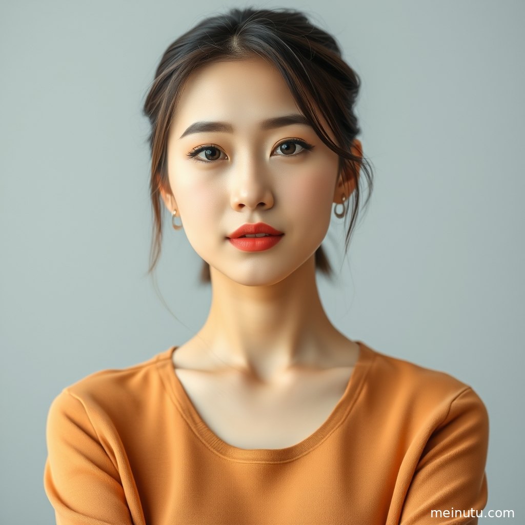 黄昏暖光中，年轻成年女性身穿白裙侧身凝望，电影感光影勾勒温柔轮廓。