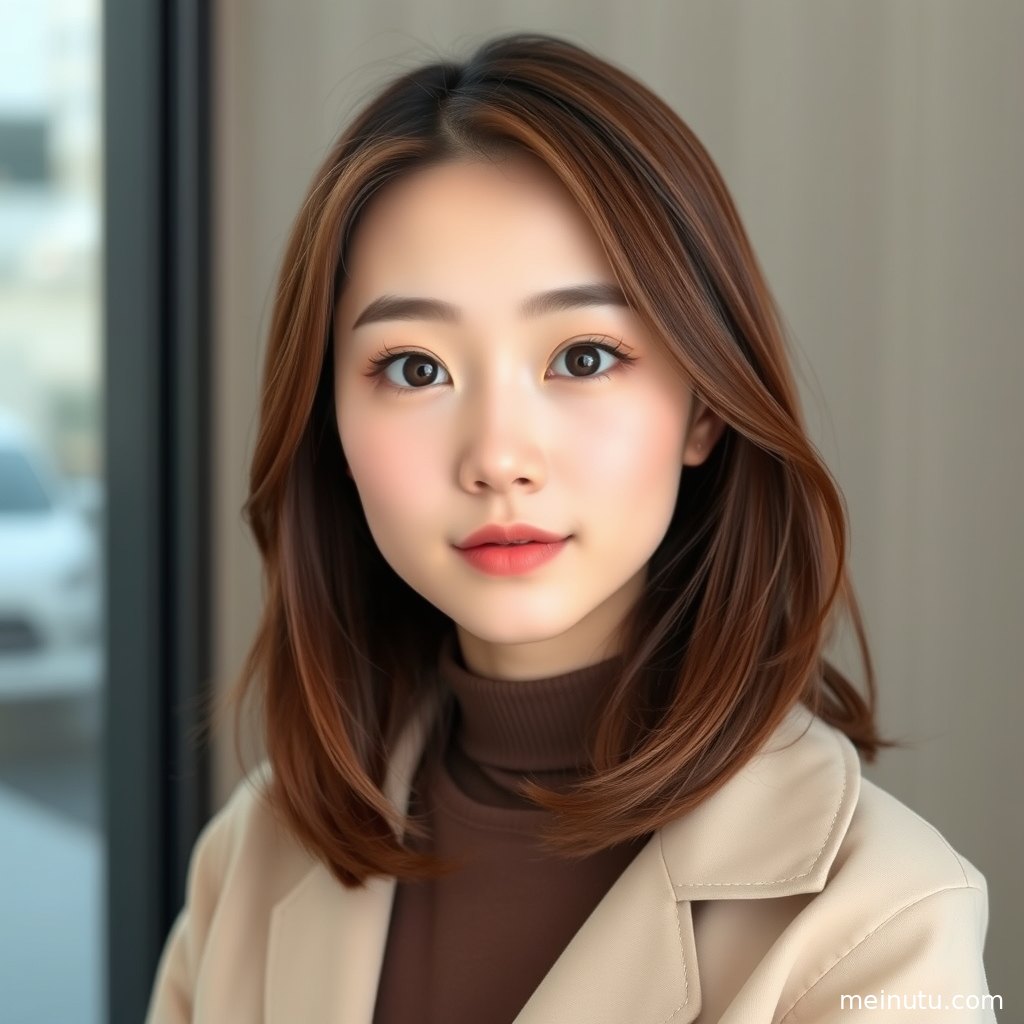 半身构图突出发丝与表情细节，年轻成年女性自然光街拍图显得温柔明亮。