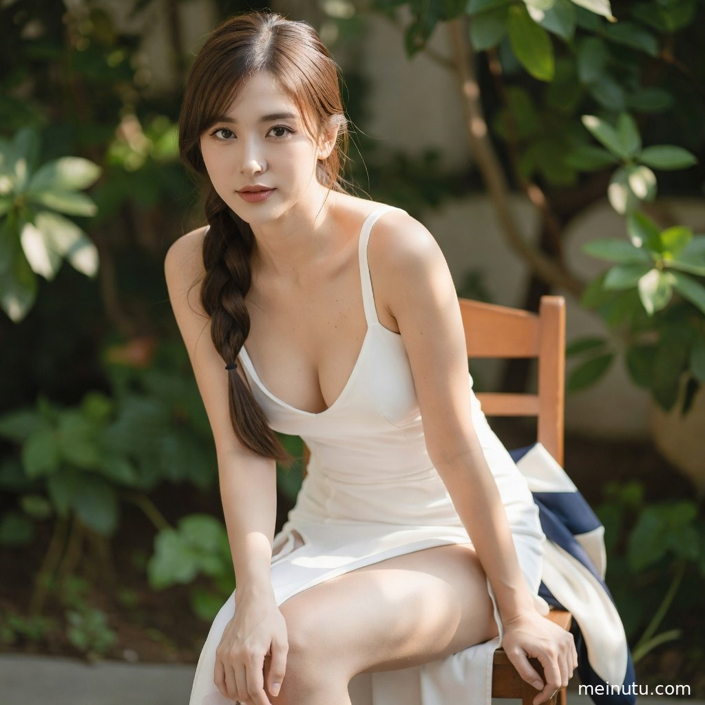 成年女性置身主题场景中，画面强调美女巨乳翘臀美腿写真 花园 暖色侧光的柔和光线与高清画质。