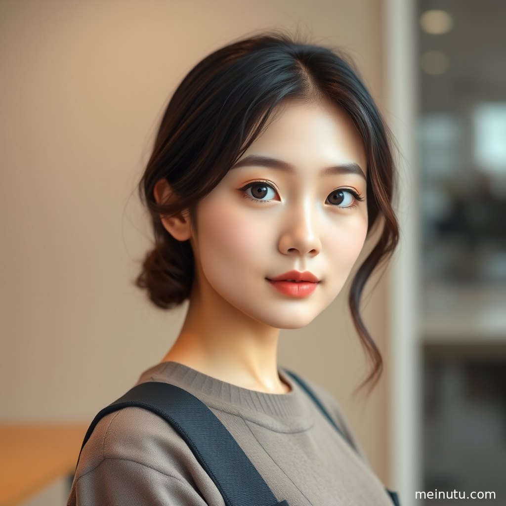年轻成年女性在海岸栏杆旁拍摄半身写真，发丝被海风轻拂，画面清透自然。