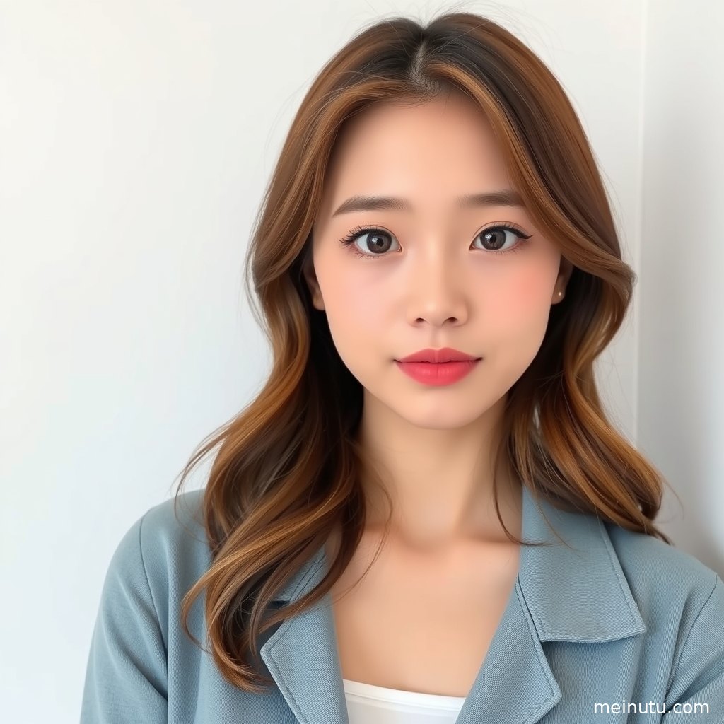 黄昏阴天漫射光下的年轻成年女性俯拍清新写真，画面柔和自然。