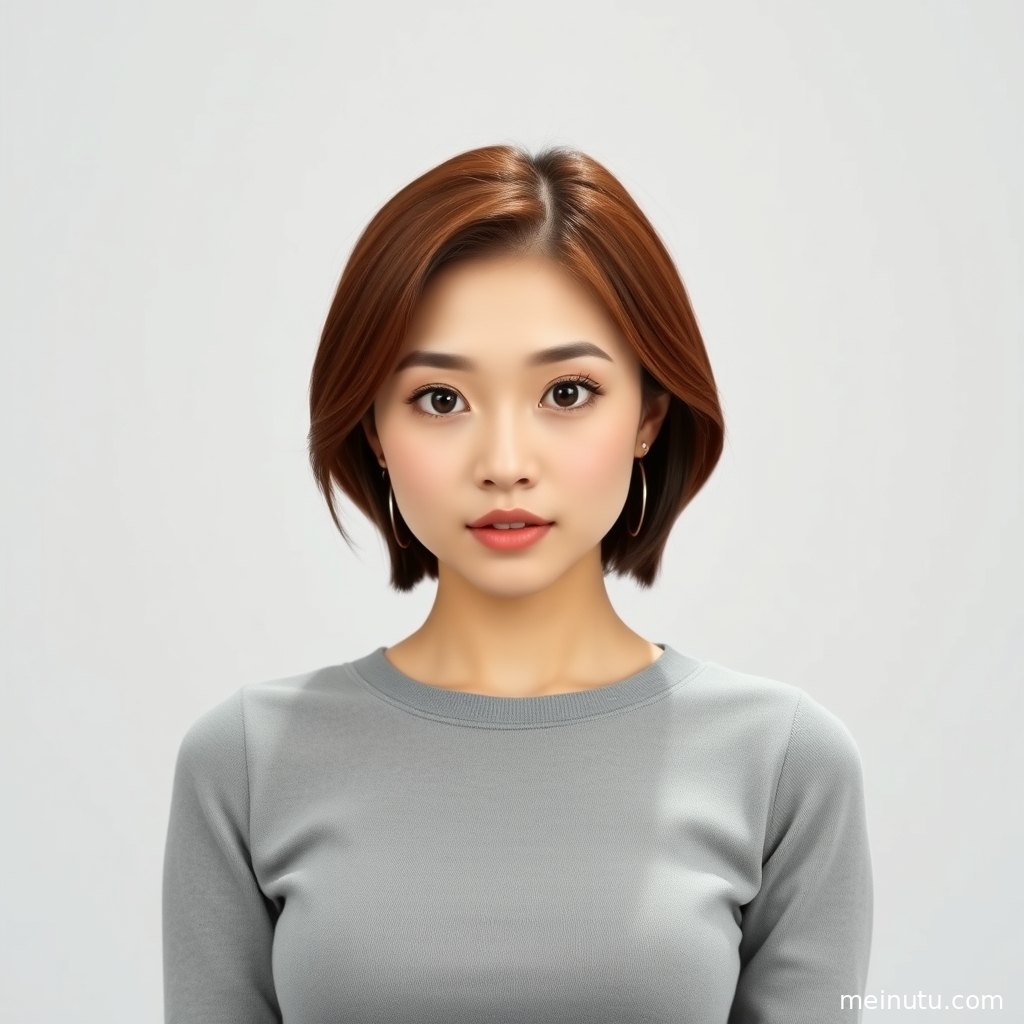 年轻成年女性站在室内窗边，暖色侧光勾勒全身构图与清新写真氛围。