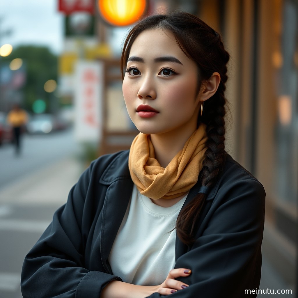 暖色侧光勾勒出气质美女的轮廓，背景虚化，营造出朦胧而唯美的意境。