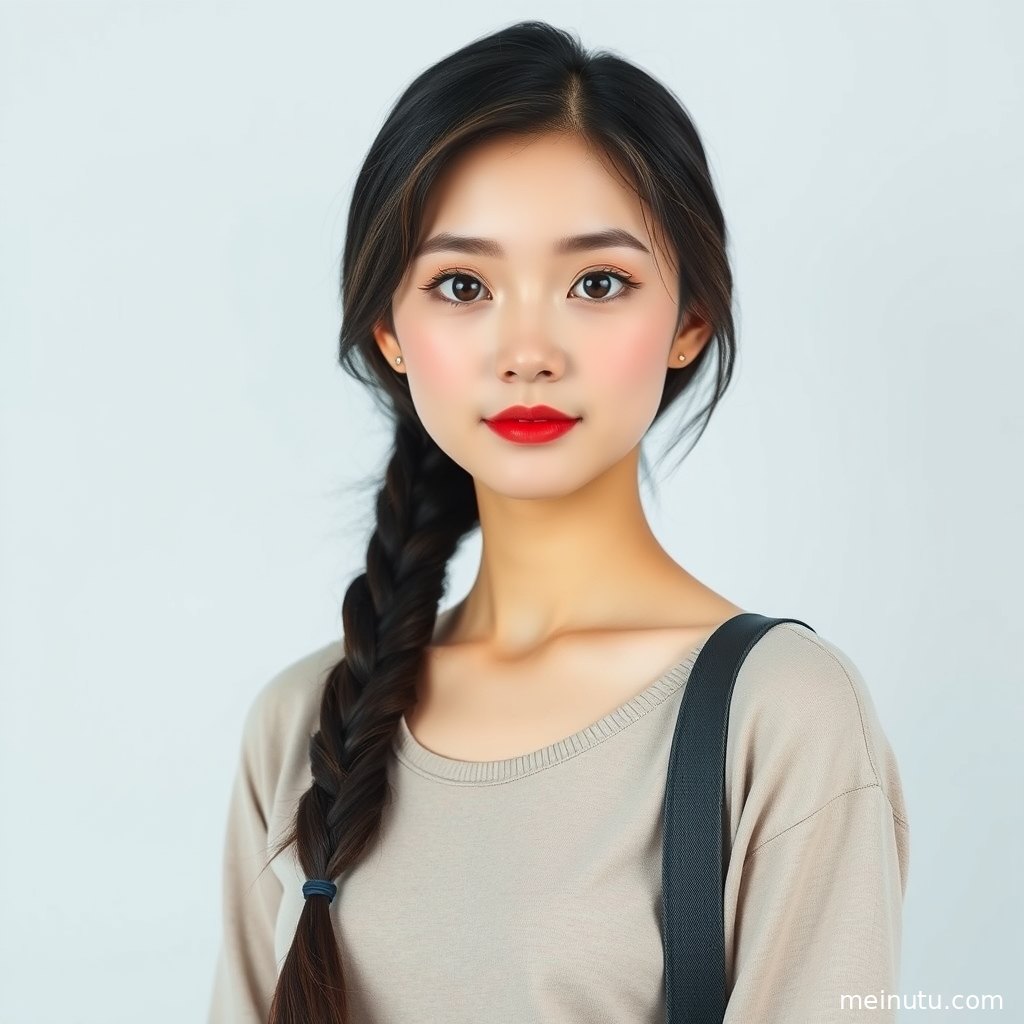 清透高光包围的成年女性半身人像，肤色细腻明亮，适合高清壁纸收藏。