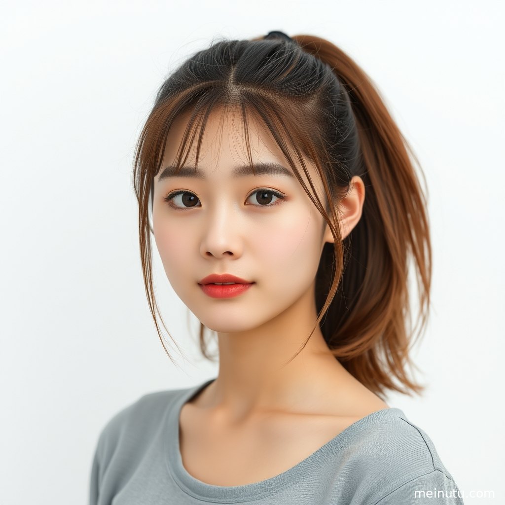绿叶前景包围的女性半身特写，自然光色调呈现清新写真质感。