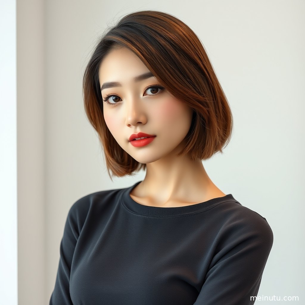 窗边暖色侧光下的学院风清新写真，模特低头坐姿呈现柔和文艺气质。
