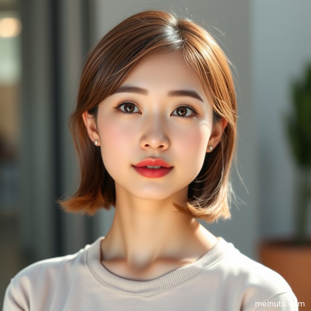 高清美女图片中模特靠近窗边取景，浅色空间与柔和光影突出清新写真质感。