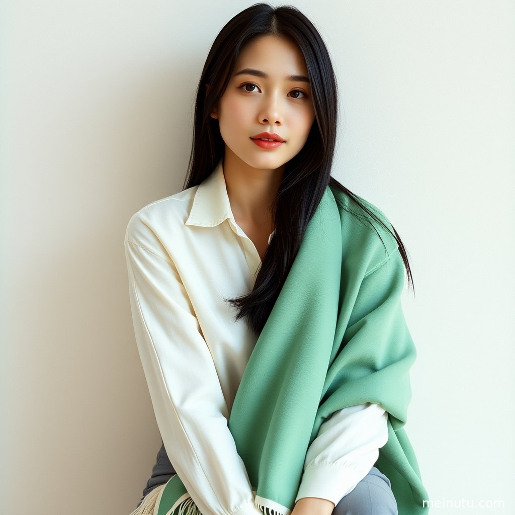 晨光下女性面部近景，阴天漫射光勾勒柔和轮廓。